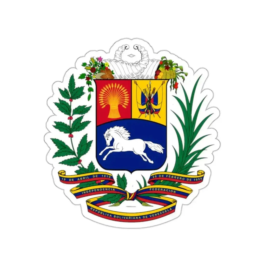 Coat of arms of Venezuela STICKER Vinyl Die-Cut Decal - The Sticker Space