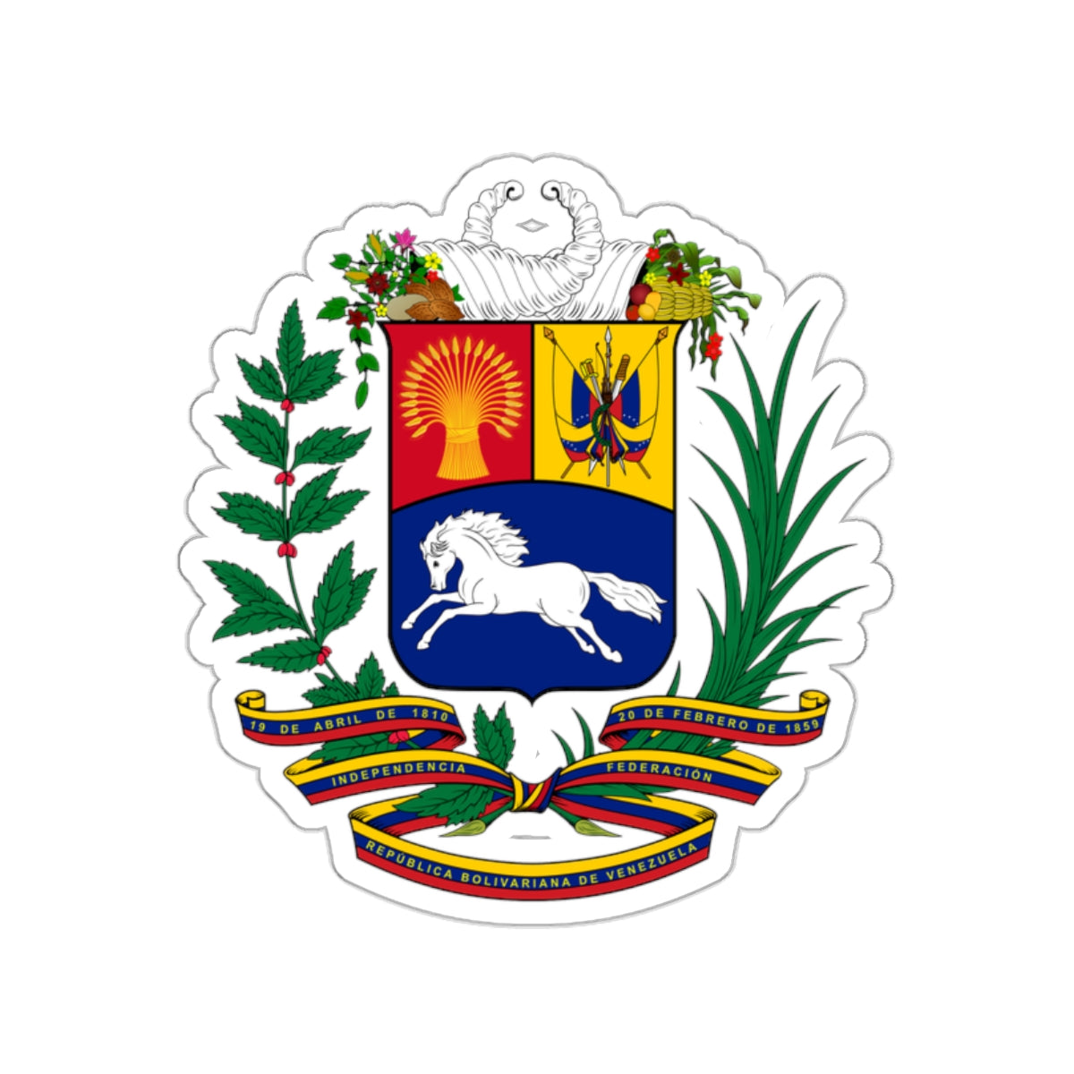 Coat of arms of Venezuela STICKER Vinyl Die-Cut Decal-White-The Sticker Space