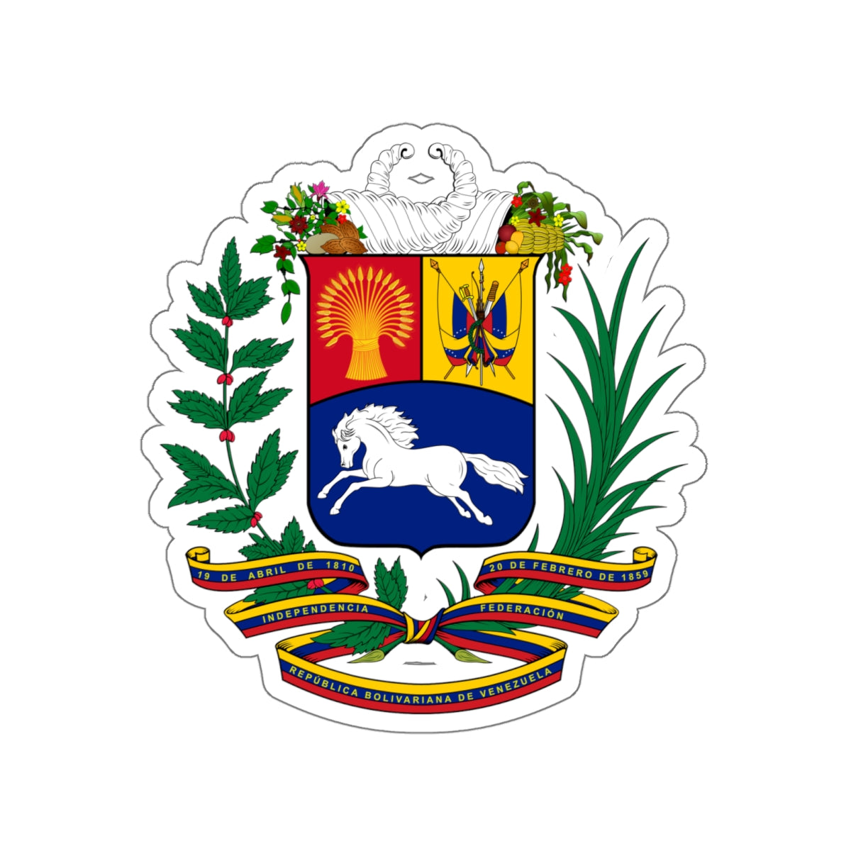 Coat of arms of Venezuela STICKER Vinyl Die-Cut Decal-White-The Sticker Space