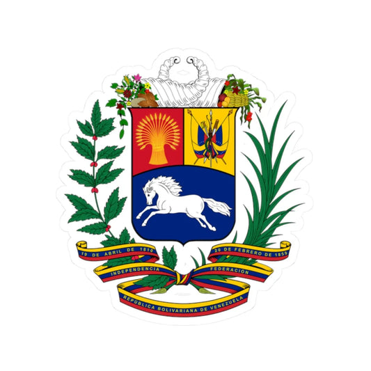 Coat of arms of Venezuela (Venezuela) (Coat of Arms) STICKER Vinyl Kiss-Cut Decal 2 Inch White - The Sticker Space