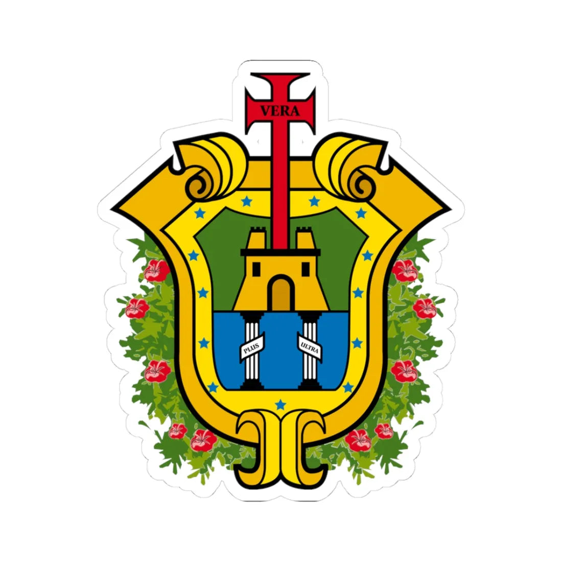 Coat of arms of Veracruz (Mexico) (Coat of Arms) STICKER Vinyl Kiss-Cut Decal 3 Inch White - The Sticker Space