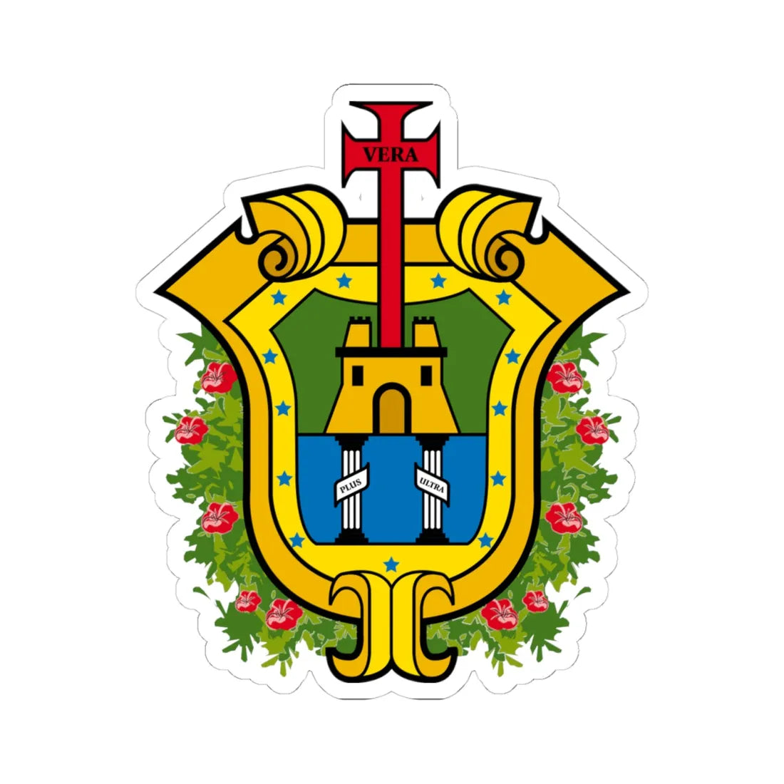 Coat of arms of Veracruz (Mexico) (Coat of Arms) STICKER Vinyl Kiss-Cut Decal 4 Inch White - The Sticker Space