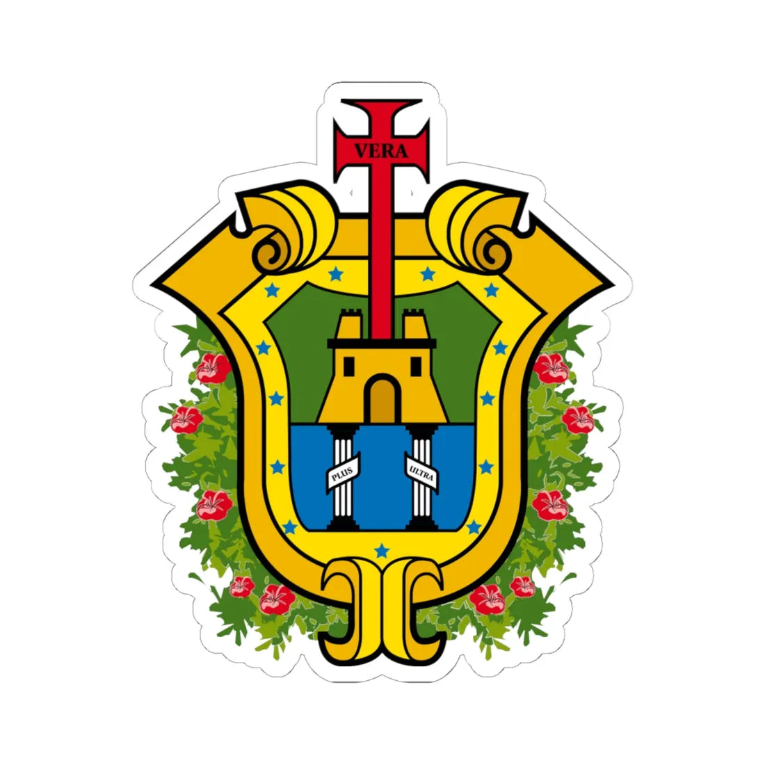 Coat of arms of Veracruz (Mexico) (Coat of Arms) STICKER Vinyl Kiss-Cut Decal 6 Inch White - The Sticker Space