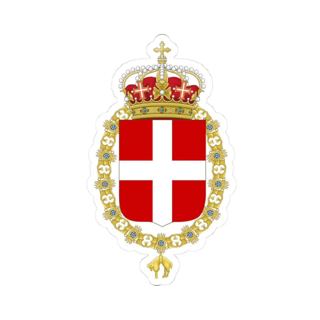 Coat of Arms of Victor Emmanuel II and Umberto I of Italy Order of the Golden Fleece (Austria) (Coat of Arms) STICKER Vinyl Kiss-Cut Decal 3 Inch White - The Sticker Space