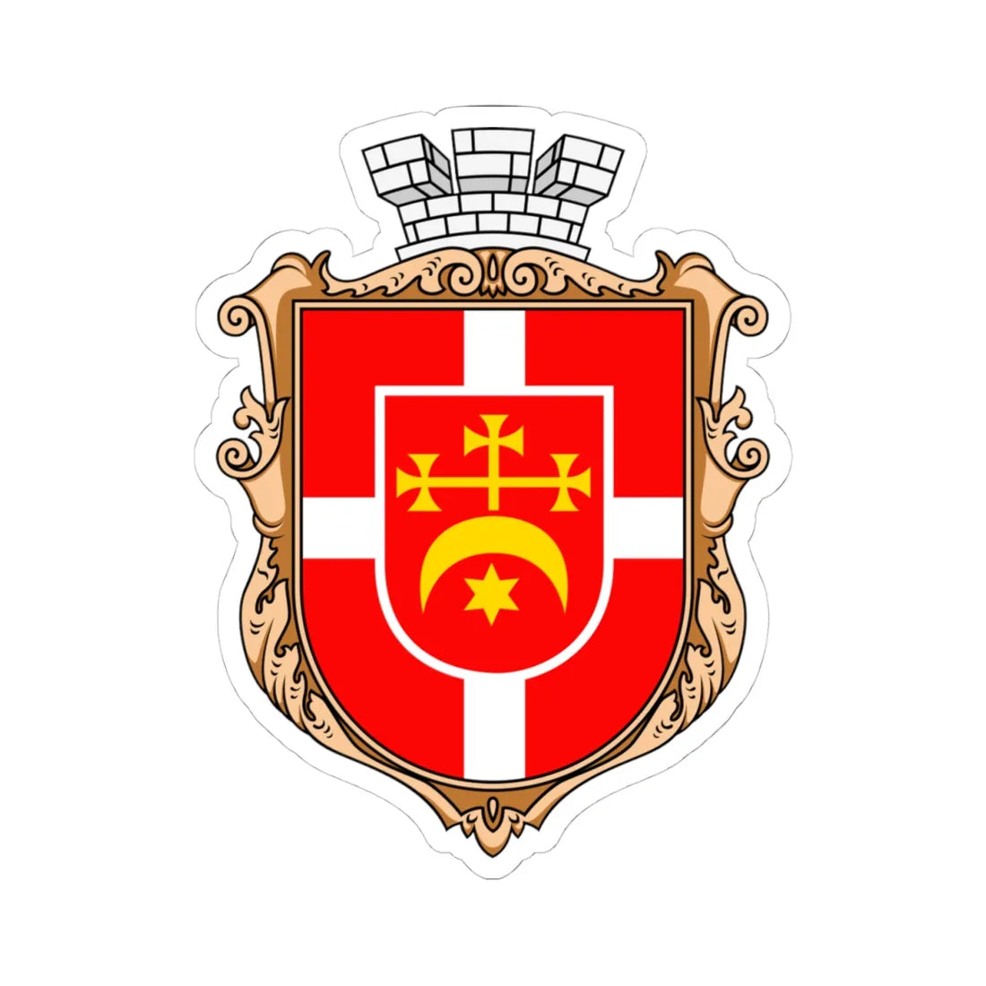 Coat of arms of Vyshnivets (Ukraine) (Coat of Arms) STICKER Vinyl Kiss-Cut Decal 4 Inch White - The Sticker Space