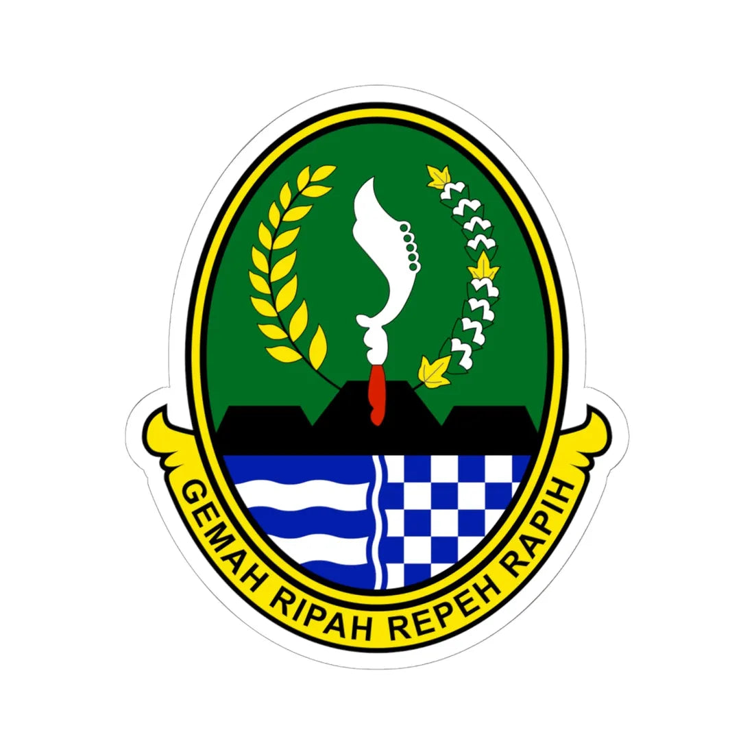 Coat of arms of West Java (Indonesia) (Coat of Arms) STICKER Vinyl Kiss-Cut Decal 6 Inch White - The Sticker Space