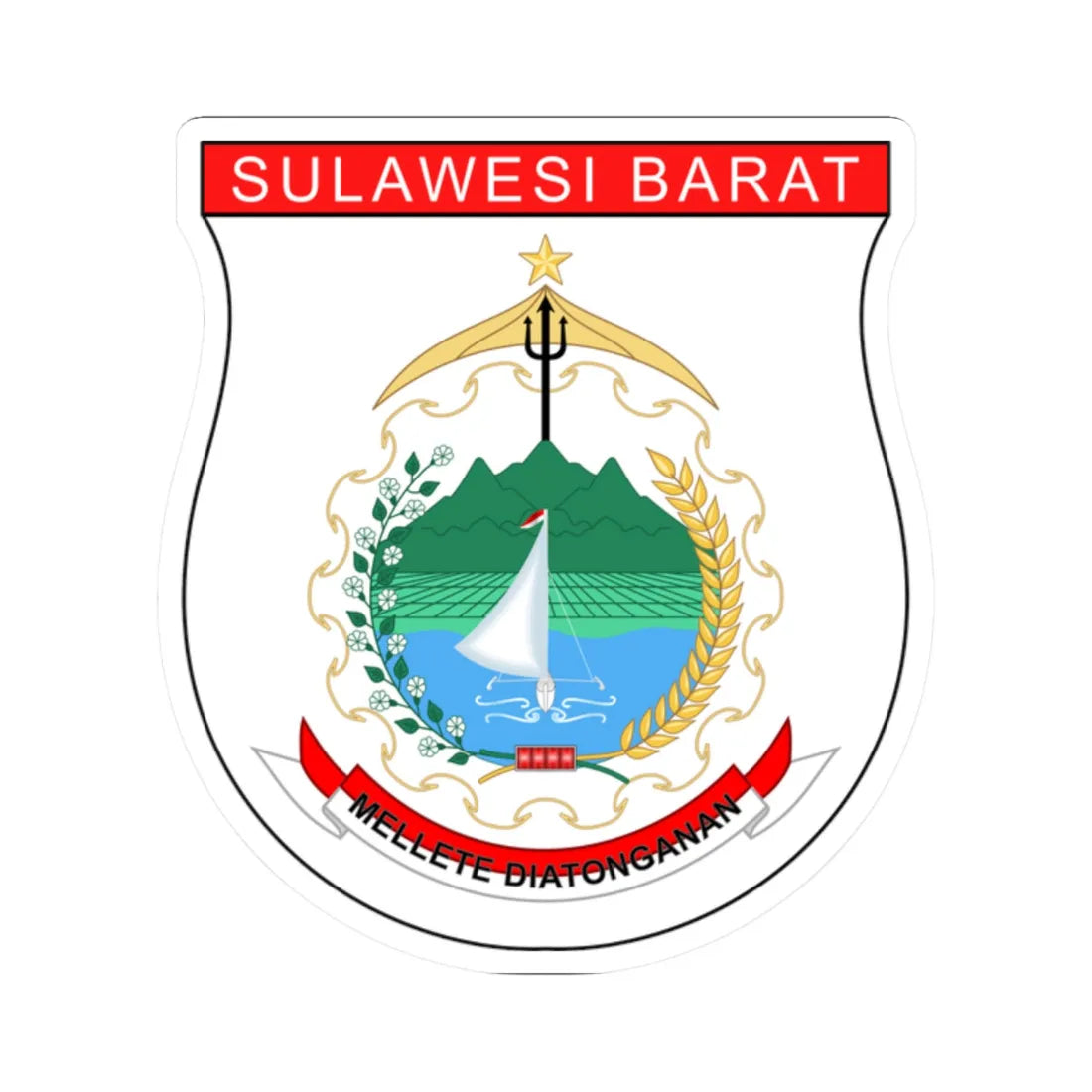 Coat of arms of West Sulawesi (Indonesia) (Coat of Arms) STICKER Vinyl Kiss-Cut Decal 2 Inch White - The Sticker Space
