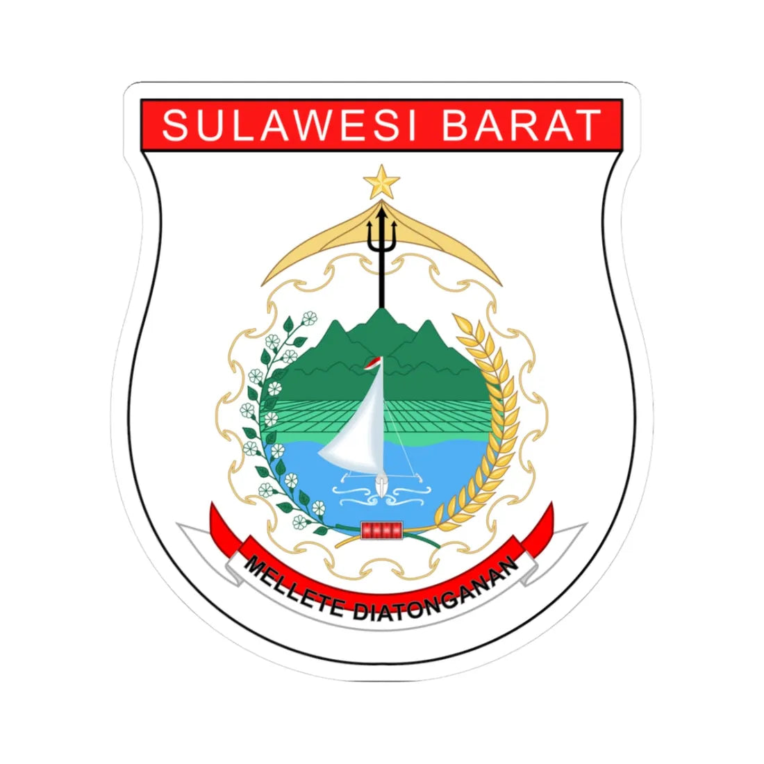 Coat of arms of West Sulawesi (Indonesia) (Coat of Arms) STICKER Vinyl Kiss-Cut Decal 3 Inch White - The Sticker Space