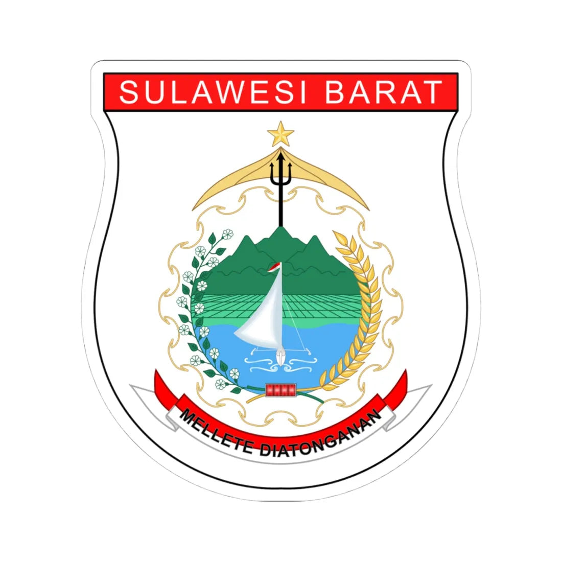 Coat of arms of West Sulawesi (Indonesia) (Coat of Arms) STICKER Vinyl Kiss-Cut Decal 4 Inch White - The Sticker Space