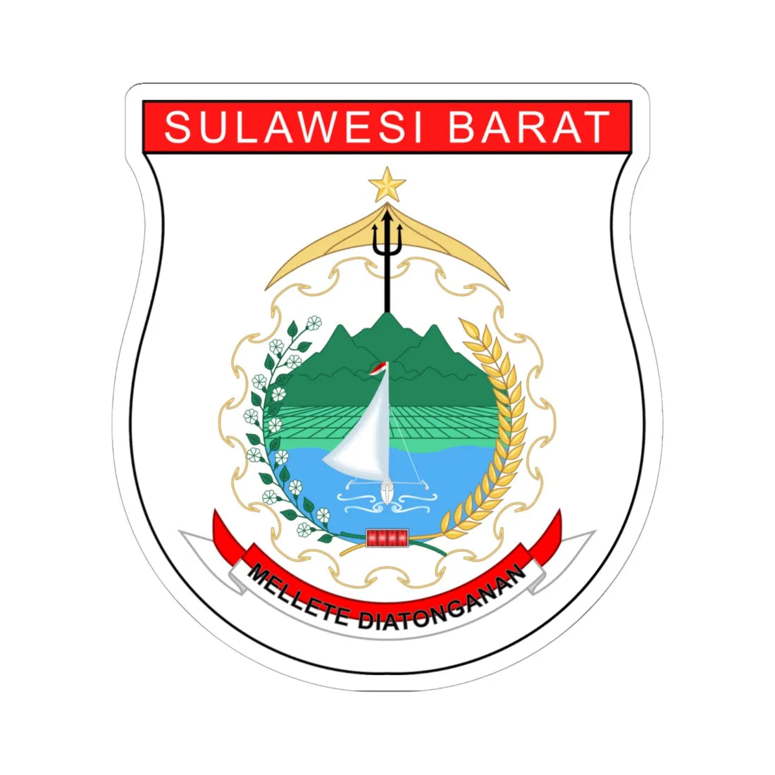 Coat of arms of West Sulawesi (Indonesia) (Coat of Arms) STICKER Vinyl Kiss-Cut Decal 6 Inch White - The Sticker Space