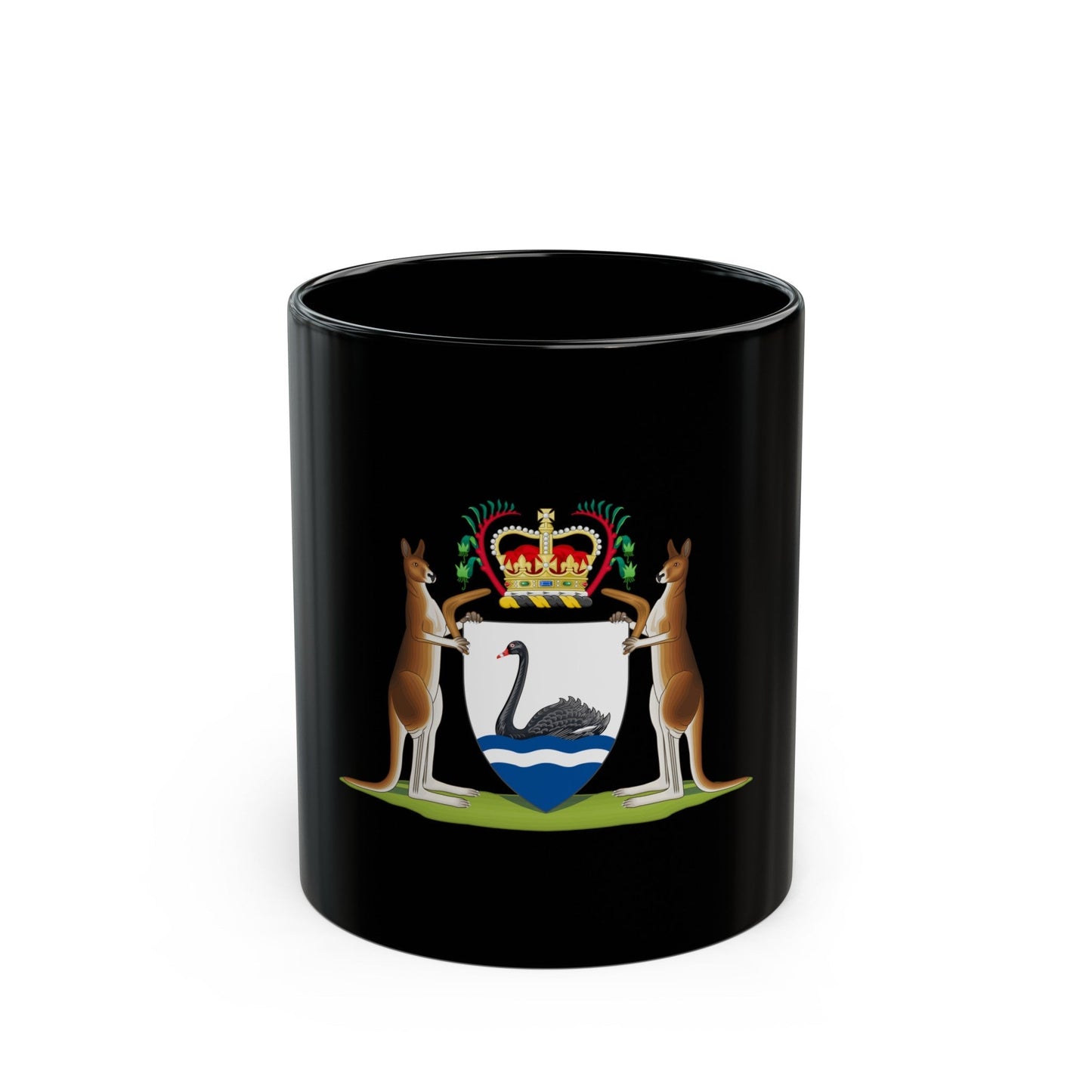 Coat of arms of Western Australia - Black Coffee Mug-11oz-The Sticker Space