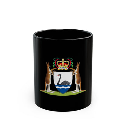 Coat of arms of Western Australia - Black Coffee Mug-11oz-The Sticker Space