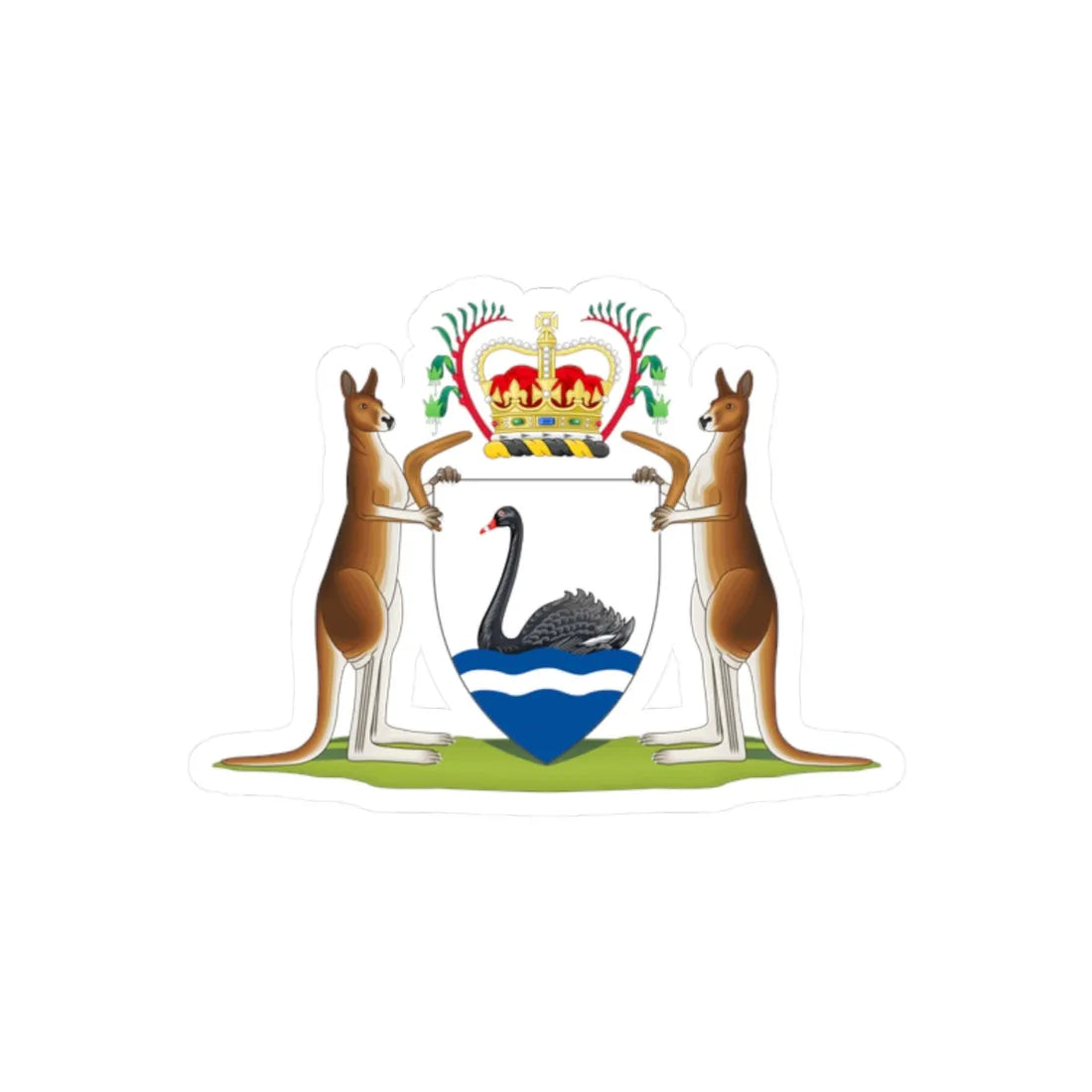 Coat of arms of Western Australia - STICKER Vinyl Kiss-Cut Decal 2 Inch White - The Sticker Space