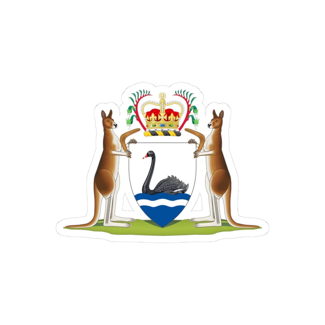 Coat of arms of Western Australia - STICKER Vinyl Kiss-Cut Decal 3 Inch White - The Sticker Space