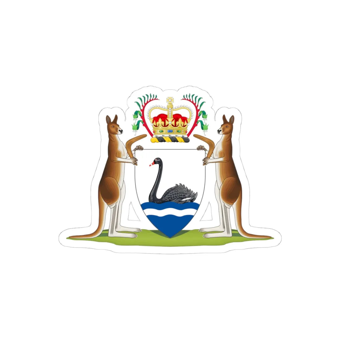 Coat of arms of Western Australia - STICKER Vinyl Kiss-Cut Decal 4 Inch White - The Sticker Space