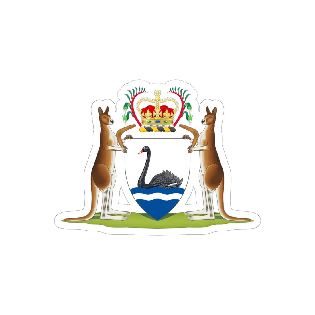 Coat of arms of Western Australia - STICKER Vinyl Kiss-Cut Decal 6 Inch White - The Sticker Space