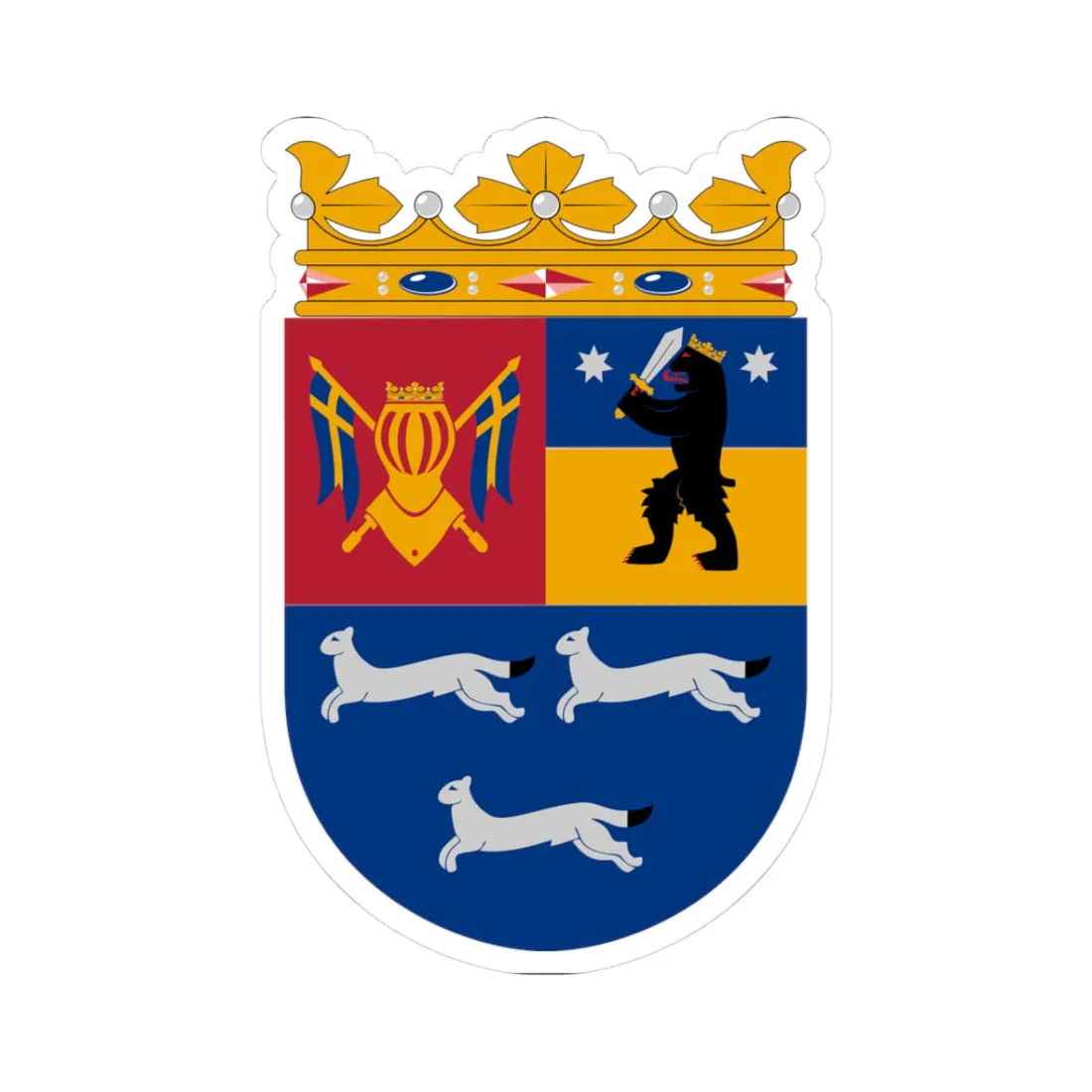 Coat of arms of Western Finland Province (Finland) (Coat of Arms) STICKER Vinyl Kiss-Cut Decal 3 Inch White - The Sticker Space