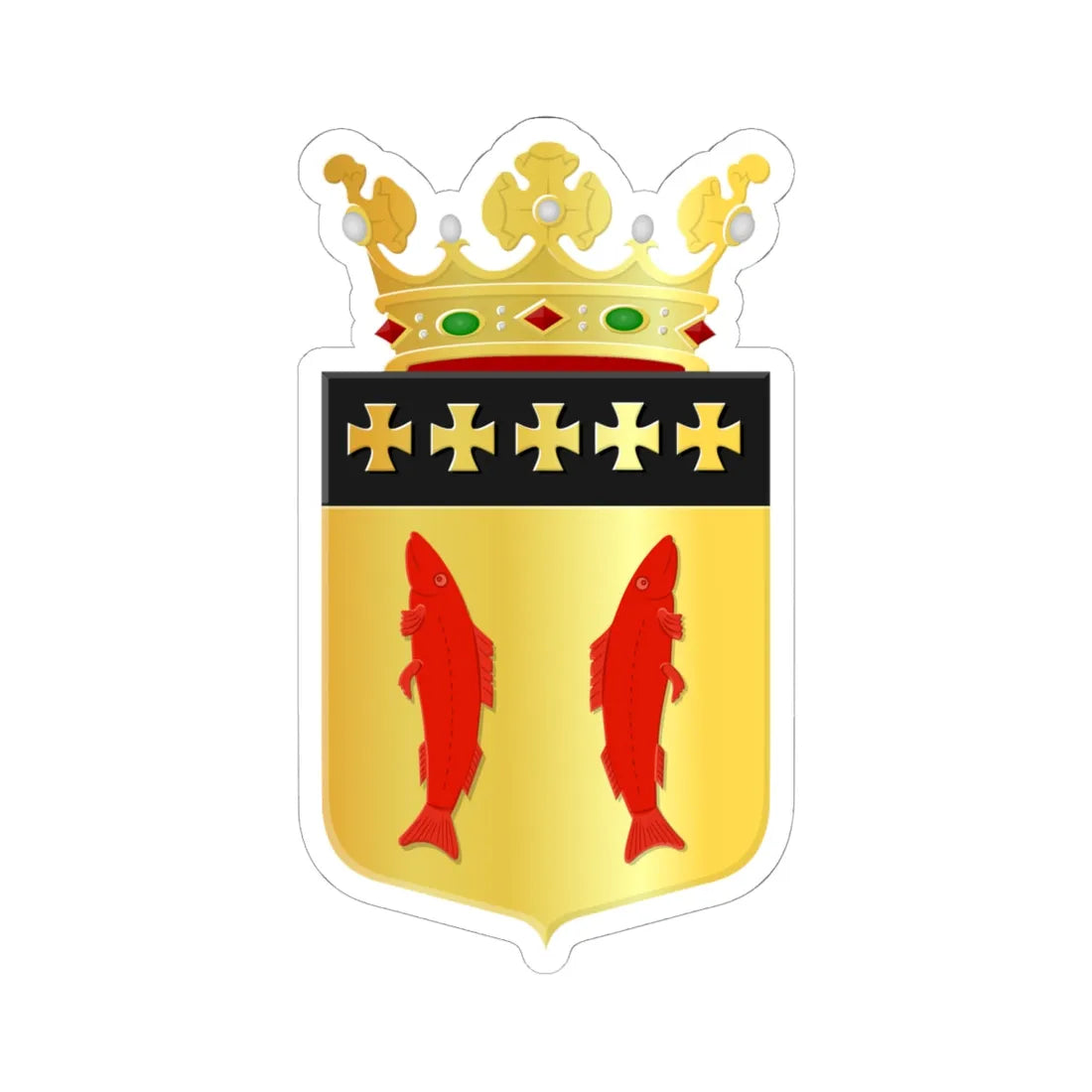 Coat of arms of Woudrichem (Netherlands) (Coat of Arms) STICKER Vinyl Kiss-Cut Decal 6 Inch White - The Sticker Space