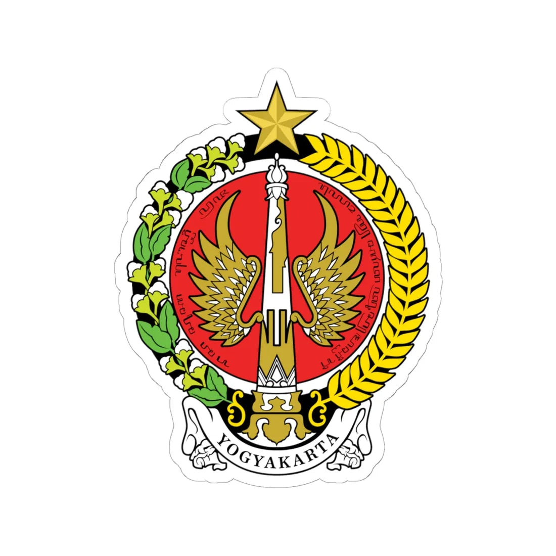 Coat of arms of Yogyakarta (Indonesia) (Coat of Arms) STICKER Vinyl Kiss-Cut Decal 6 Inch White - The Sticker Space