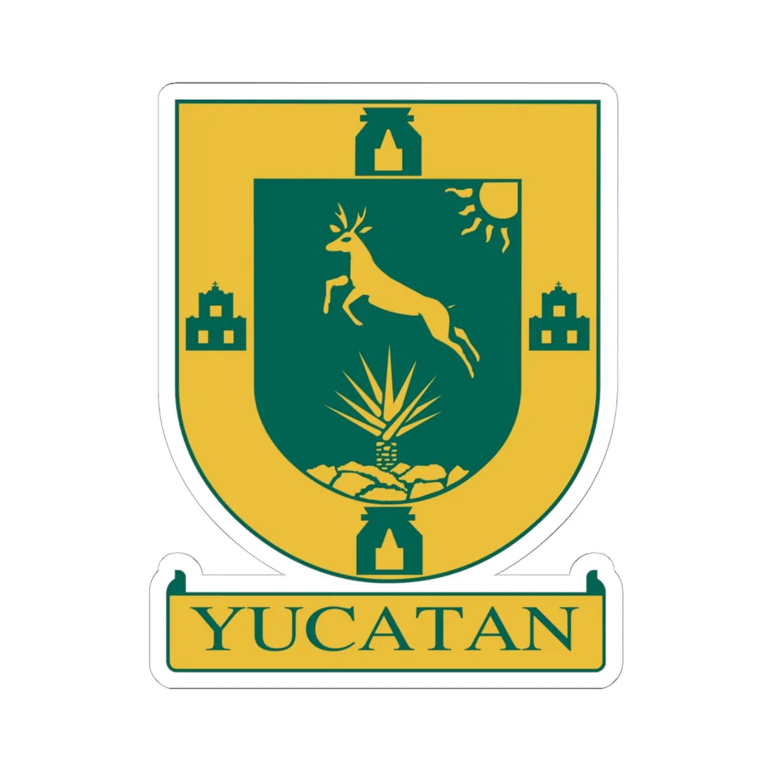 Coat of arms of Yucatan (Mexico) (Coat of Arms) STICKER Vinyl Kiss-Cut Decal 6 Inch White - The Sticker Space