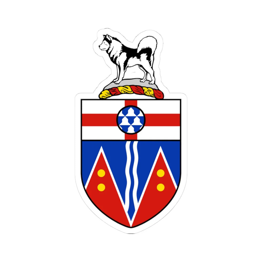 Coat of arms of Yukon (Canada) (Coat of Arms) STICKER Vinyl Kiss-Cut Decal 3 Inch White - The Sticker Space