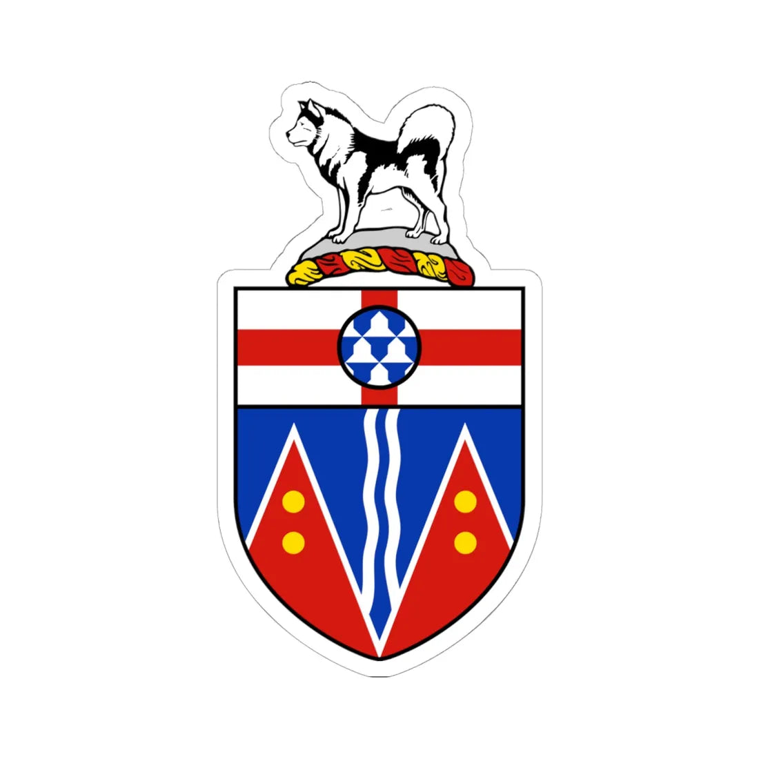 Coat of arms of Yukon (Canada) (Coat of Arms) STICKER Vinyl Kiss-Cut Decal 6 Inch White - The Sticker Space