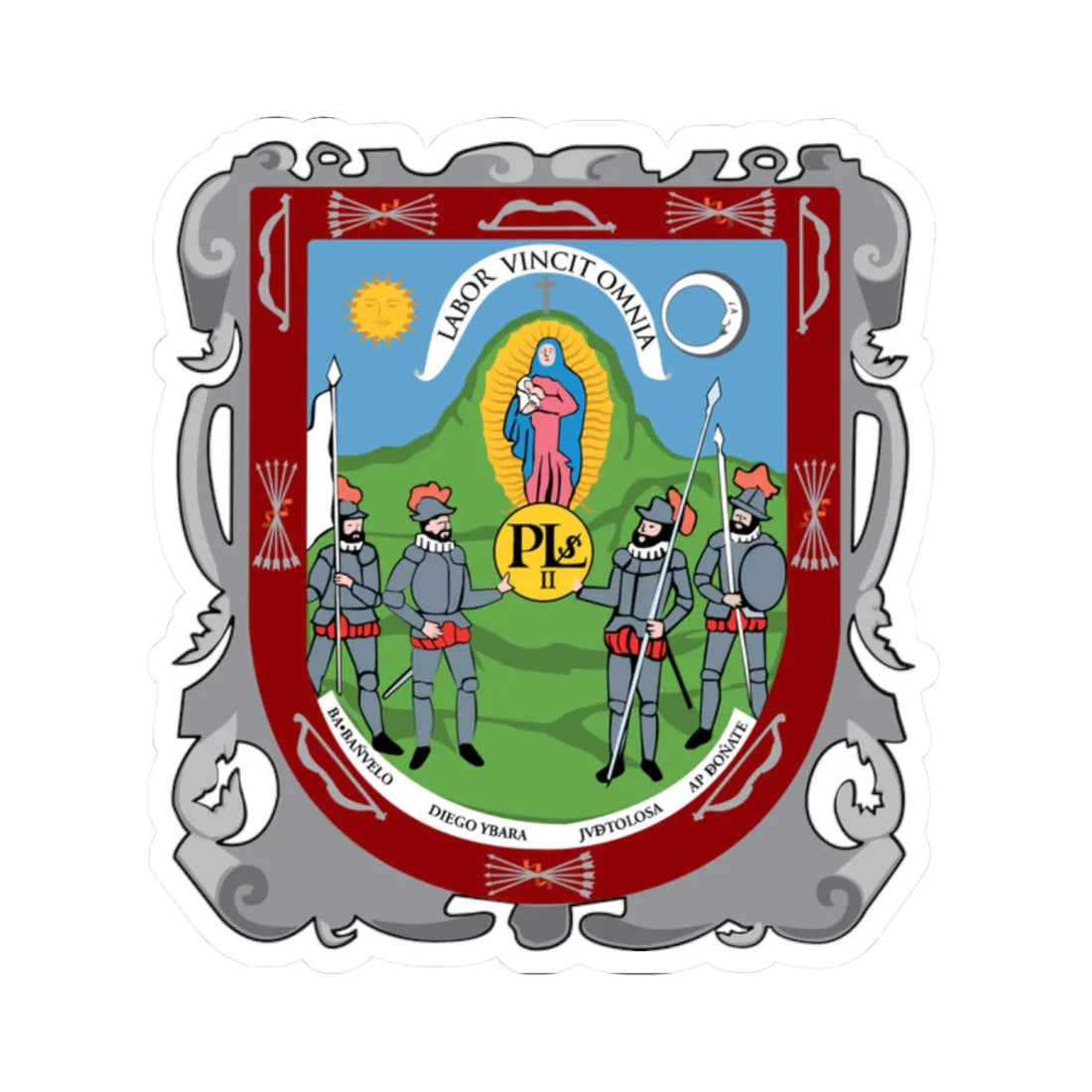 Coat of arms of Zacatecas (Mexico) (Coat of Arms) STICKER Vinyl Kiss-Cut Decal 2 Inch White - The Sticker Space