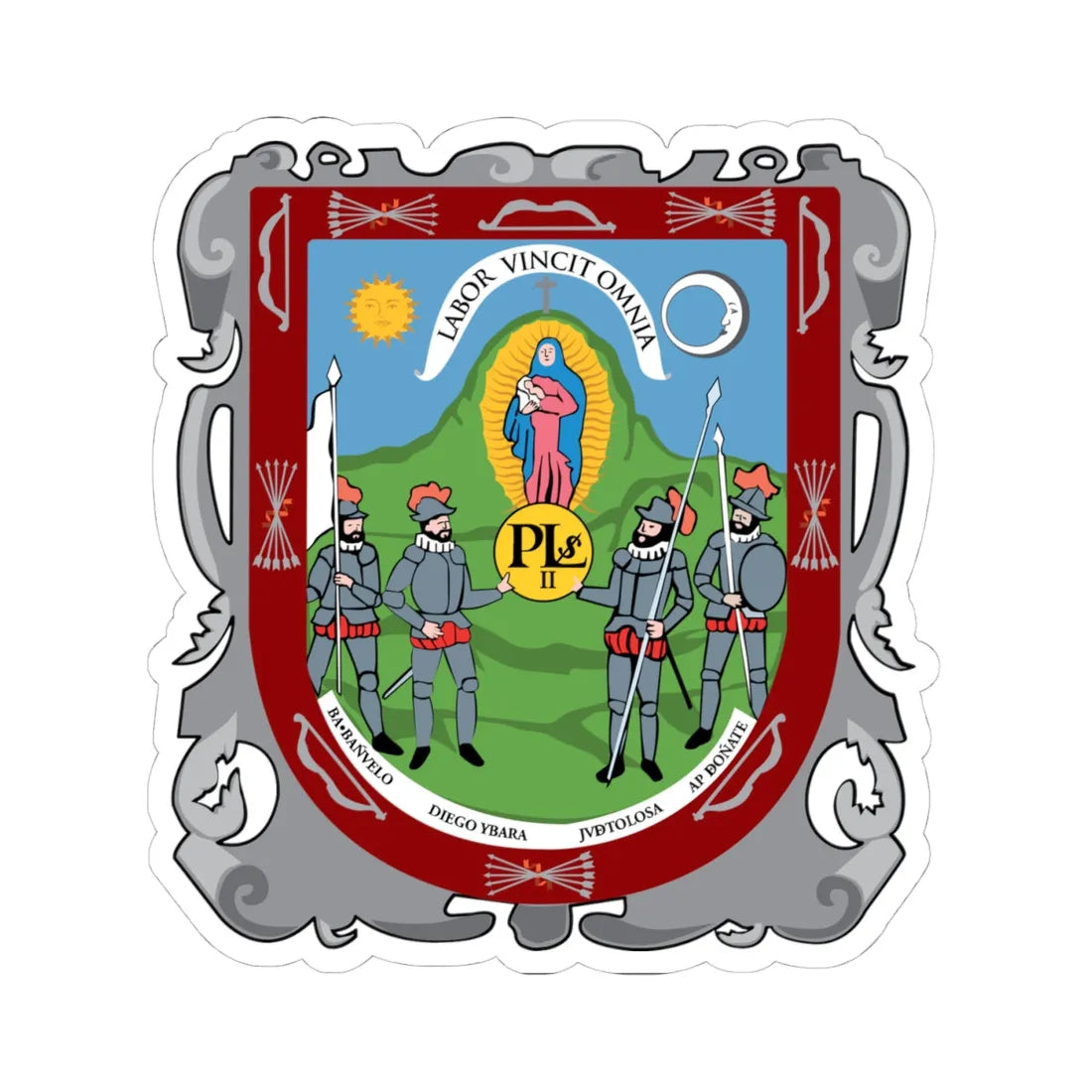 Coat of arms of Zacatecas (Mexico) (Coat of Arms) STICKER Vinyl Kiss-Cut Decal 4 Inch White - The Sticker Space