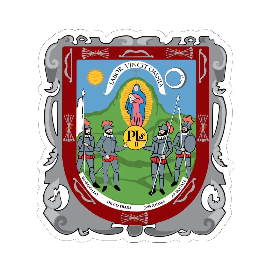 Coat of arms of Zacatecas (Mexico) (Coat of Arms) STICKER Vinyl Kiss-Cut Decal 6 Inch White - The Sticker Space