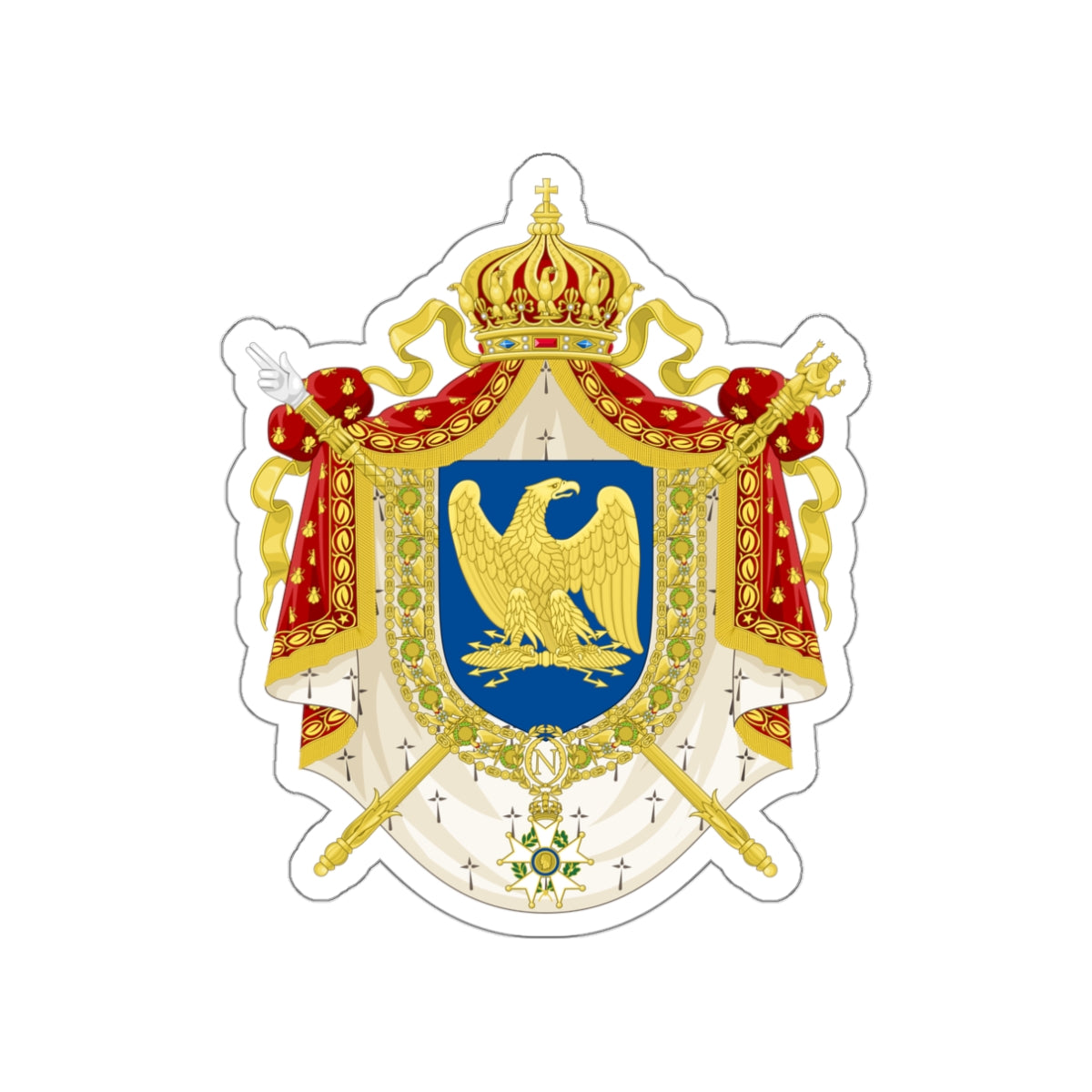 Coat of Arms Second French Empire (1852–1870) STICKER Vinyl Die-Cut Decal-White-The Sticker Space