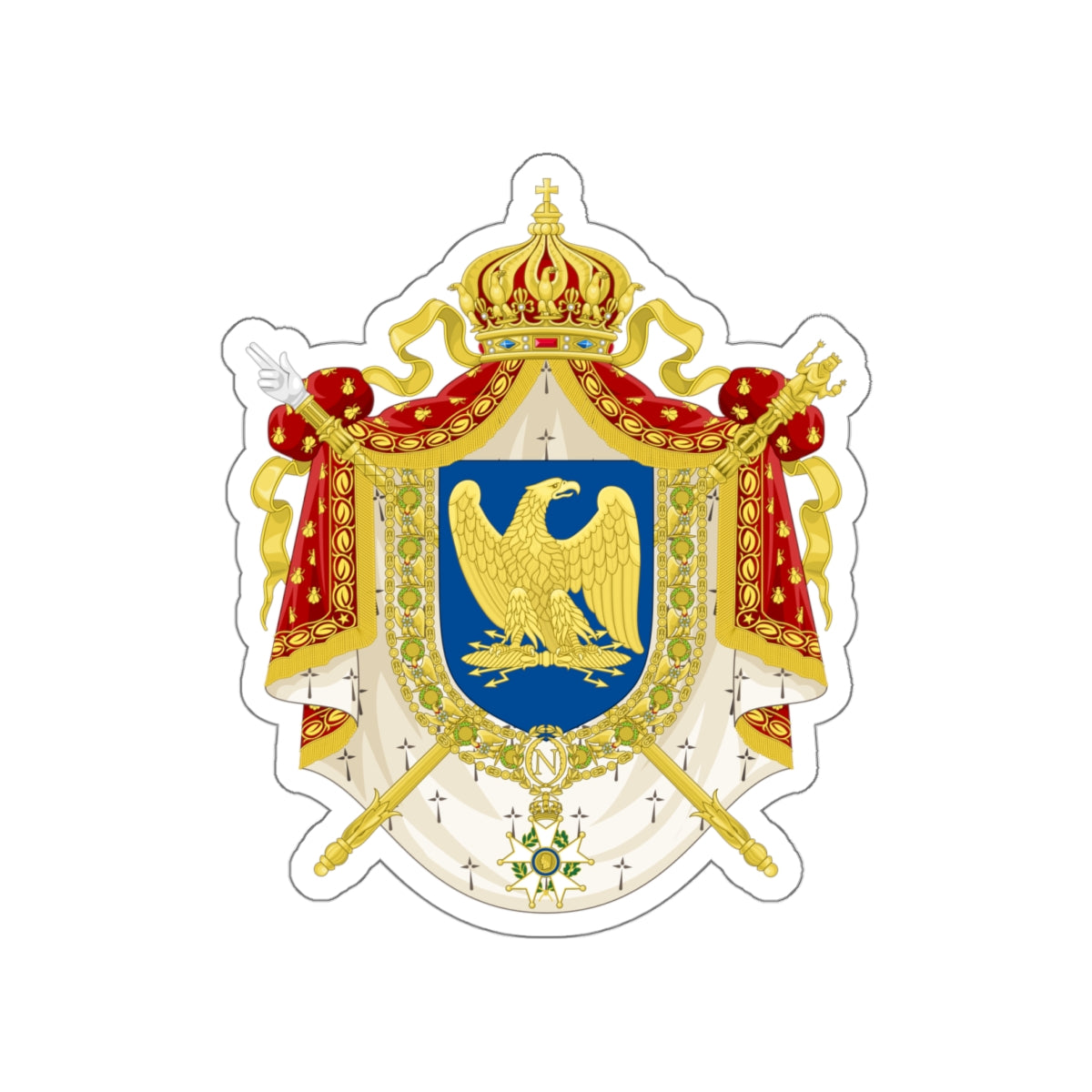 Coat of Arms Second French Empire (1852–1870) STICKER Vinyl Die-Cut Decal-White-The Sticker Space