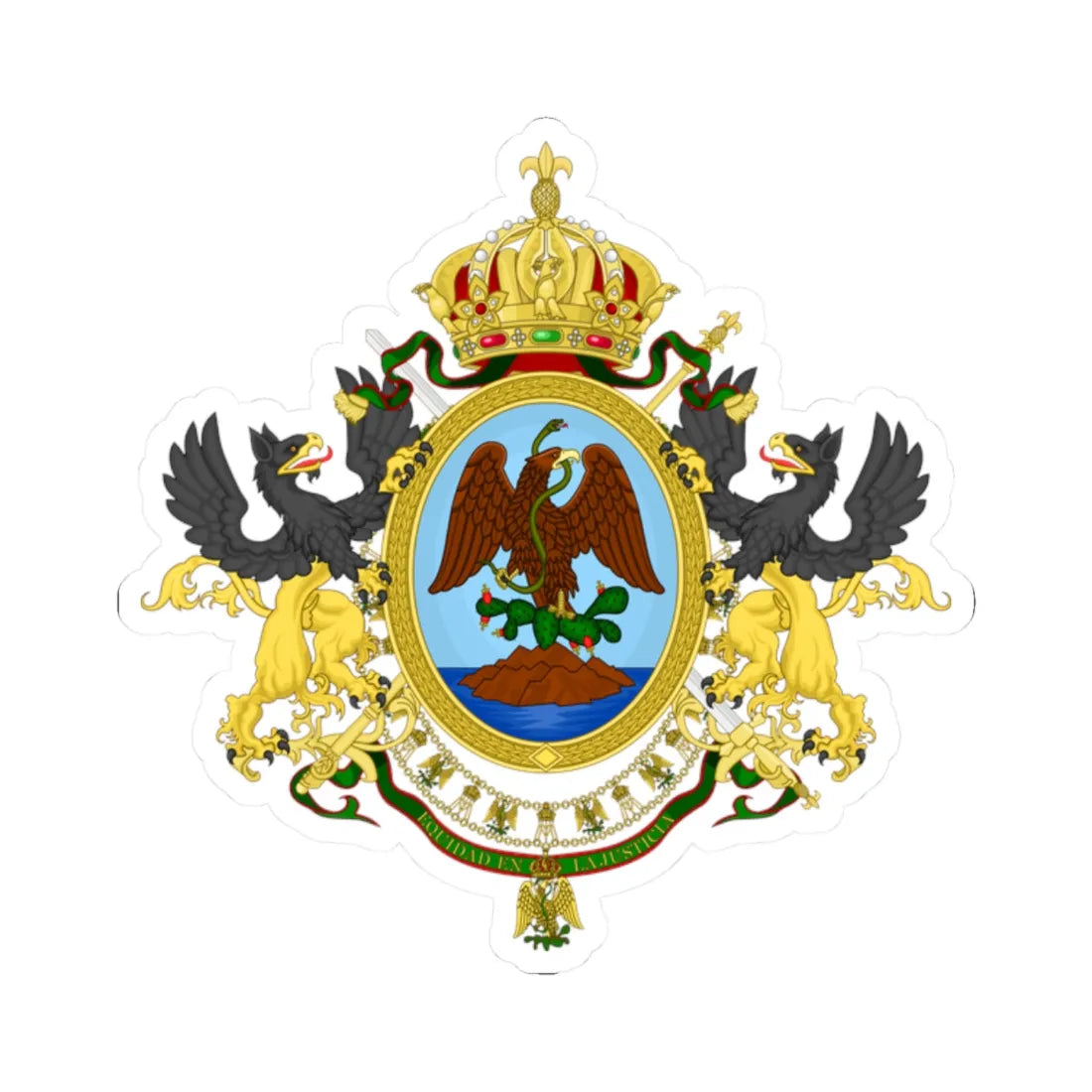 Coat of Arms Second Mexican Empire (Mexico) (Coat of Arms) STICKER Vinyl Kiss-Cut Decal 2 Inch White - The Sticker Space
