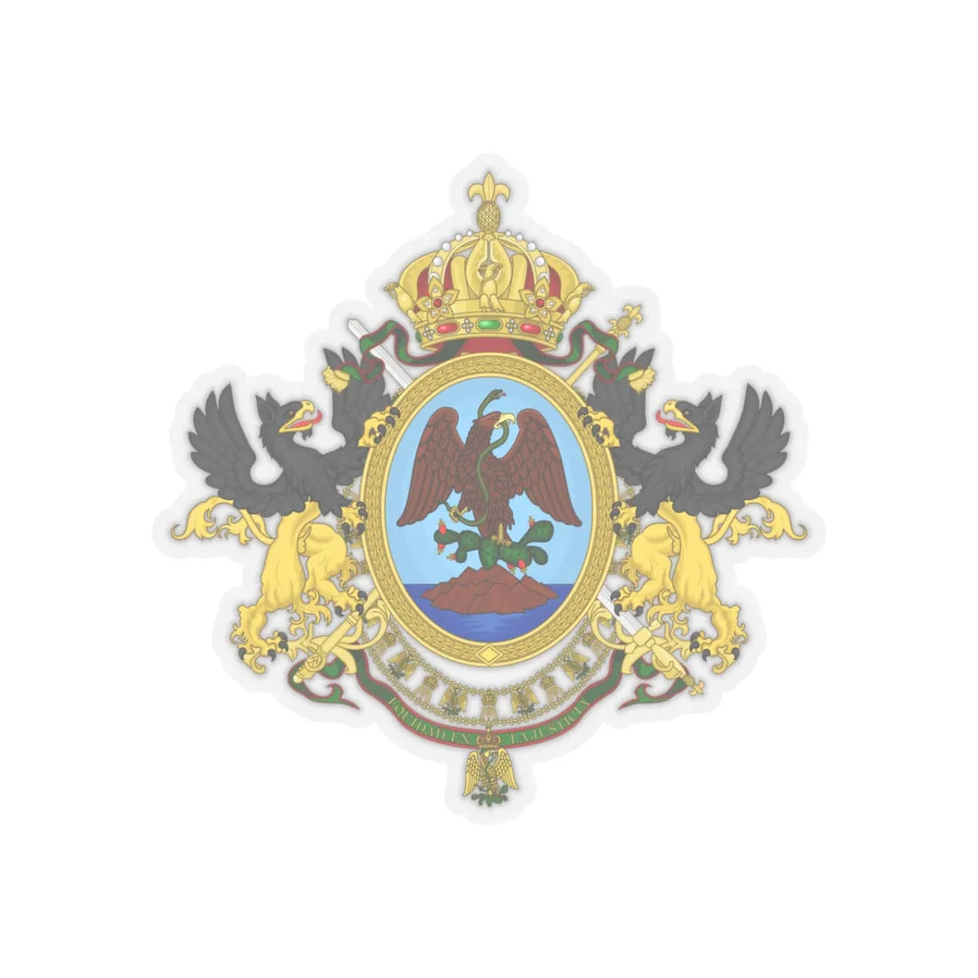 Coat of Arms Second Mexican Empire - STICKER Vinyl Kiss-Cut Decal 3 Inch Transparent - The Sticker Space