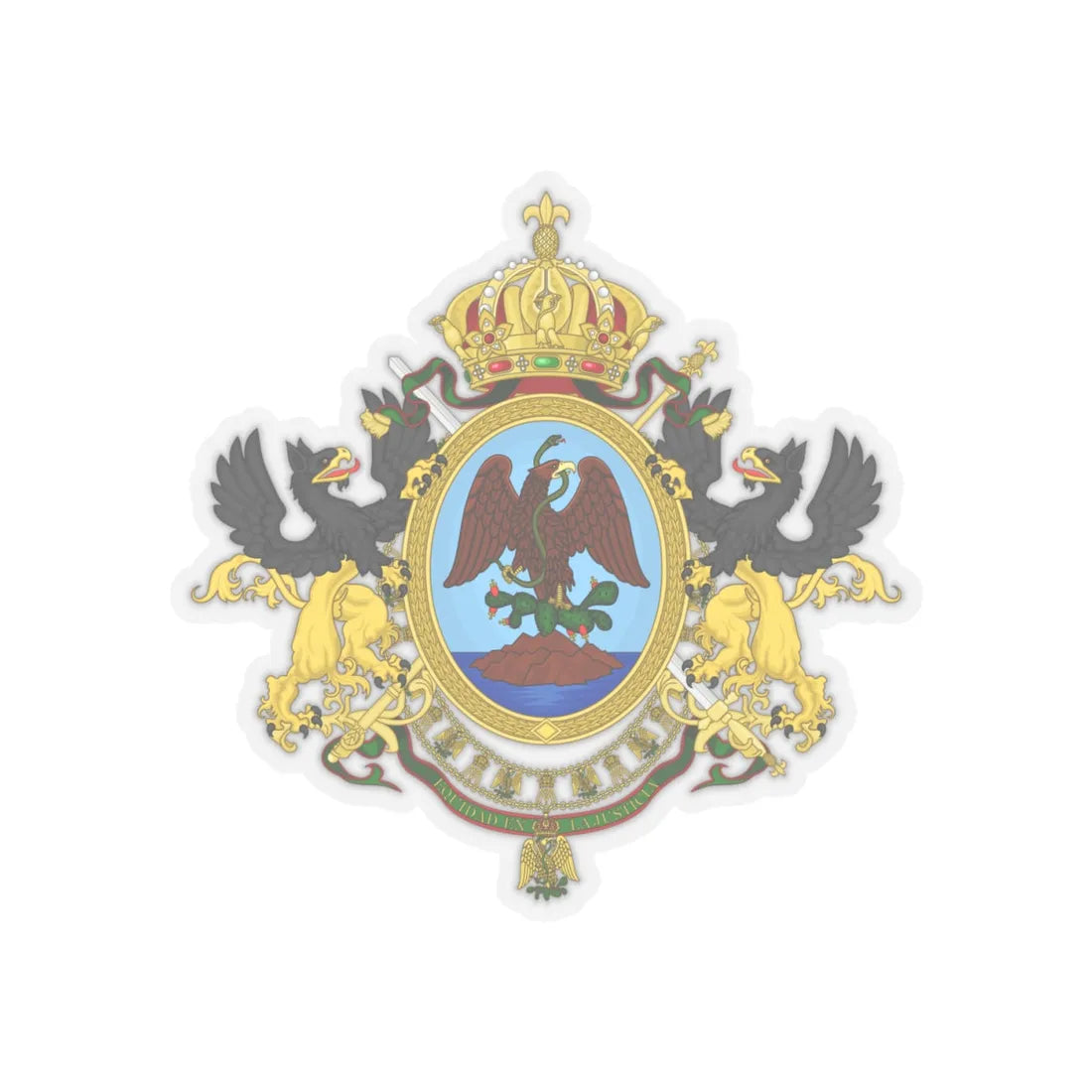 Coat of Arms Second Mexican Empire - STICKER Vinyl Kiss-Cut Decal 4 Inch Transparent - The Sticker Space