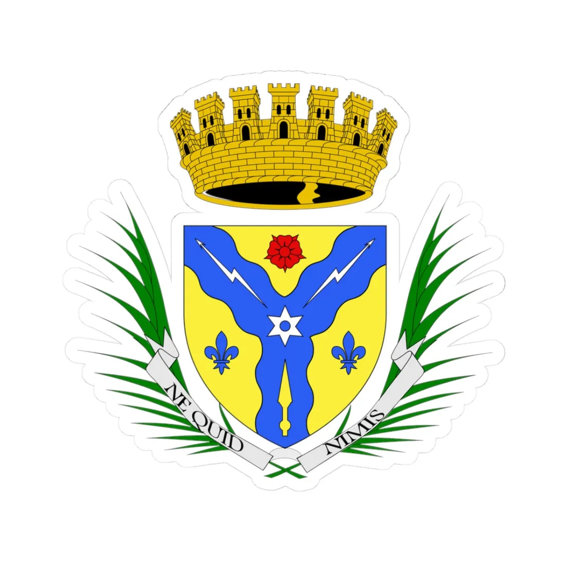 Coat of arms Sherbrooke (Canada) (Coat of Arms) STICKER Vinyl Kiss-Cut Decal 3 Inch White - The Sticker Space