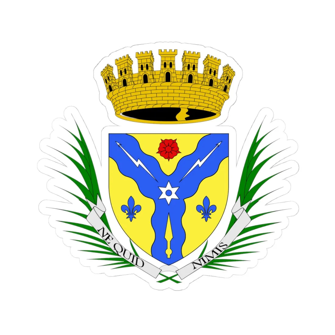 Coat of arms Sherbrooke (Canada) (Coat of Arms) STICKER Vinyl Kiss-Cut Decal 4 Inch White - The Sticker Space