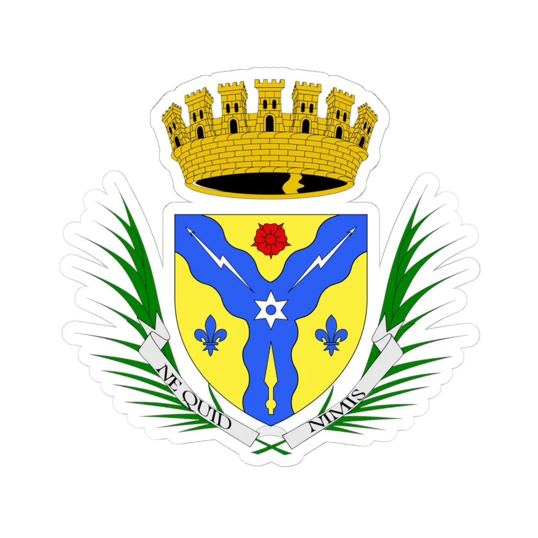 Coat of arms Sherbrooke (Canada) (Coat of Arms) STICKER Vinyl Kiss-Cut Decal 6 Inch White - The Sticker Space