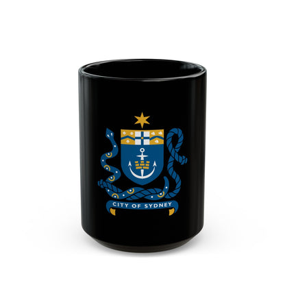 Coat of Arms Sydney Australia - Black Coffee Mug-15oz-The Sticker Space