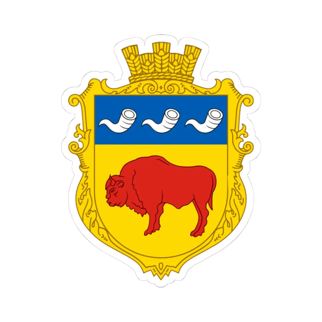 Coat of arms Zubra (Ukraine) (Coat of Arms) STICKER Vinyl Kiss-Cut Decal 3 Inch White - The Sticker Space