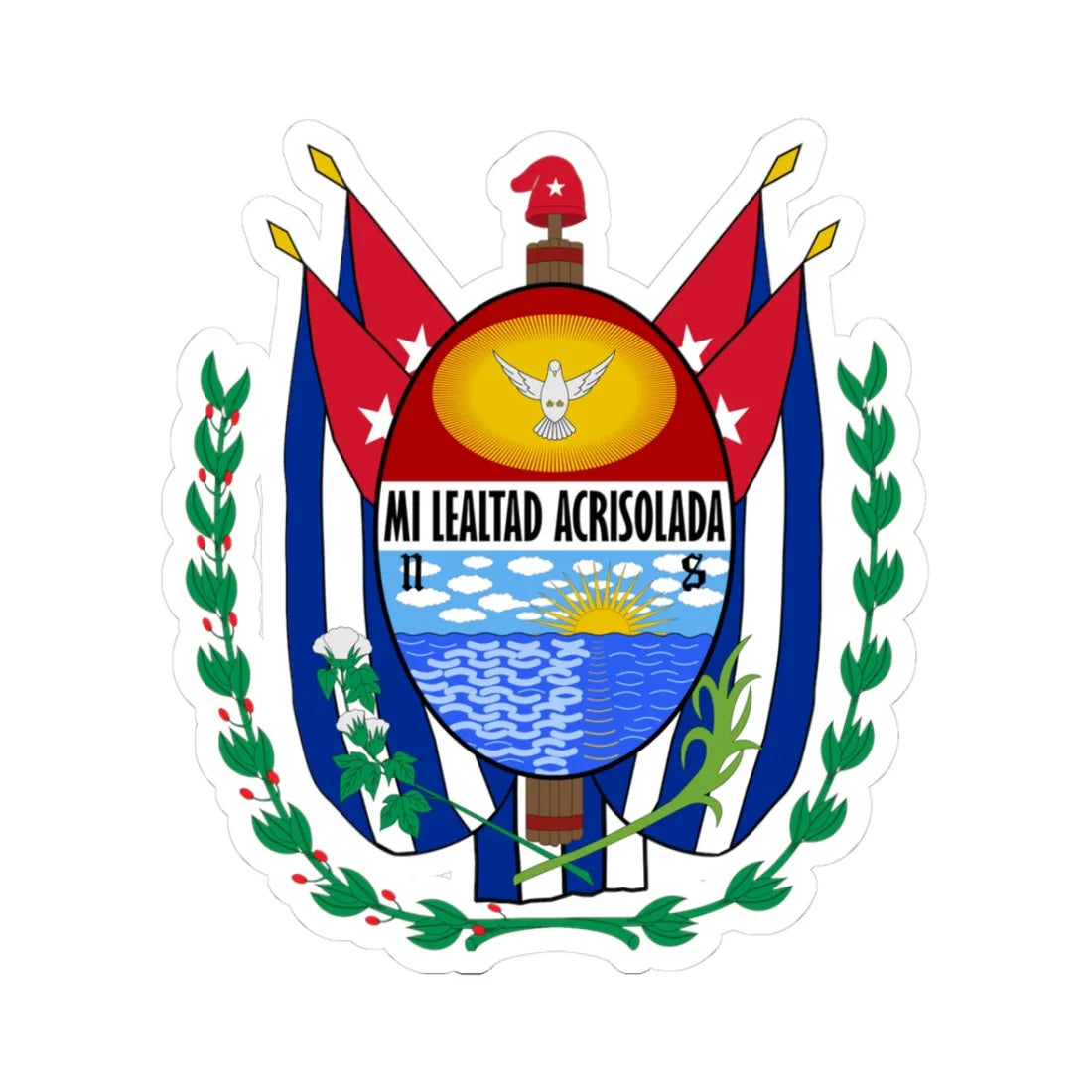 Coat of Santici Spíritus (Cuba) (Coat of Arms) STICKER Vinyl Kiss-Cut Decal 3 Inch White - The Sticker Space