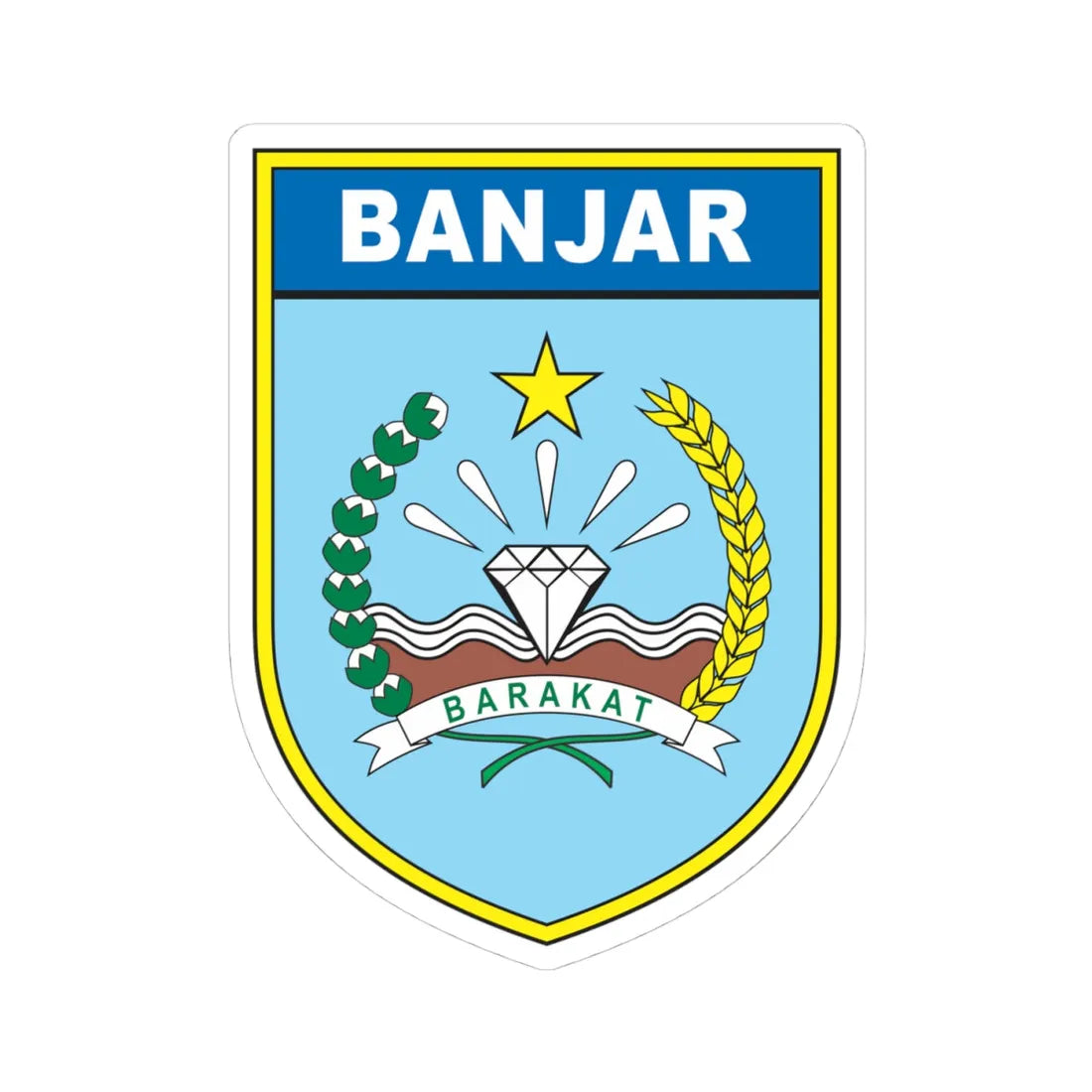 Coats of arms of Banjar Regency (Indonesia) (Coat of Arms) STICKER Vinyl Kiss-Cut Decal 4 Inch White - The Sticker Space