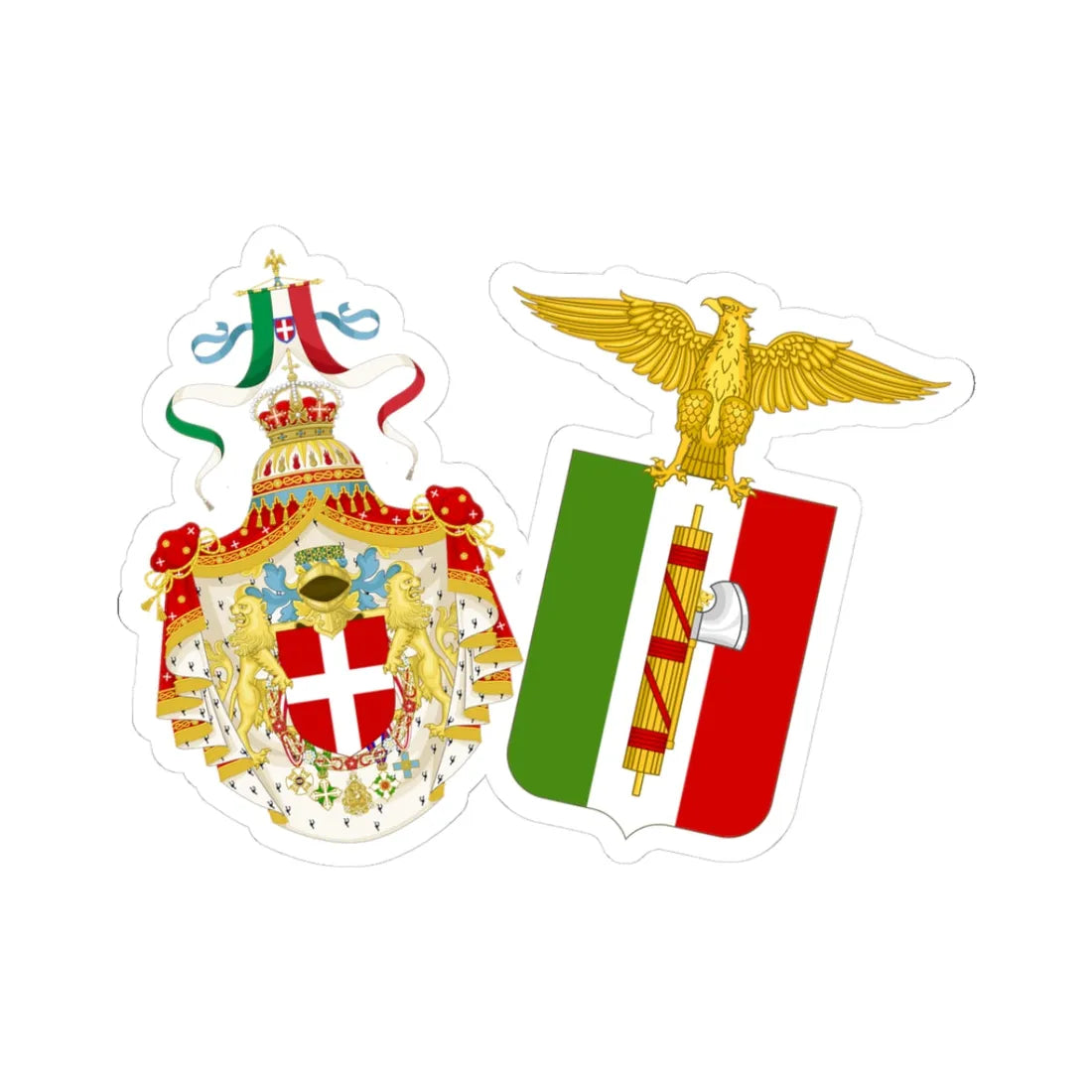 Coats of arms of Kingdom of Italy 1927-1929 Greater Arms (Italy) (Coat of Arms) STICKER Vinyl Kiss-Cut Decal 3 Inch White - The Sticker Space
