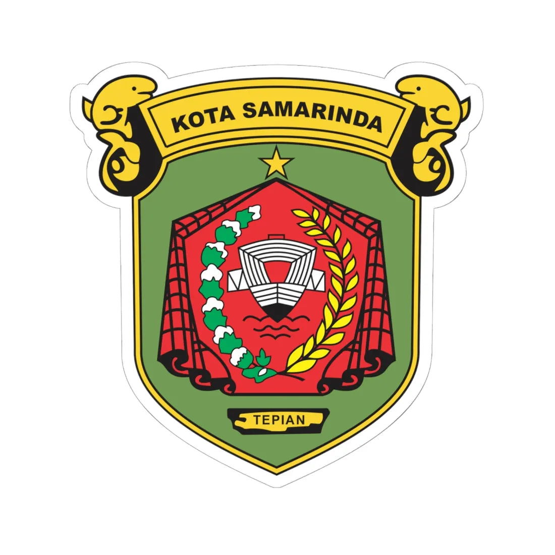 Coats of arms of Samarinda City (Indonesia) (Coat of Arms) STICKER Vinyl Kiss-Cut Decal 6 Inch White - The Sticker Space