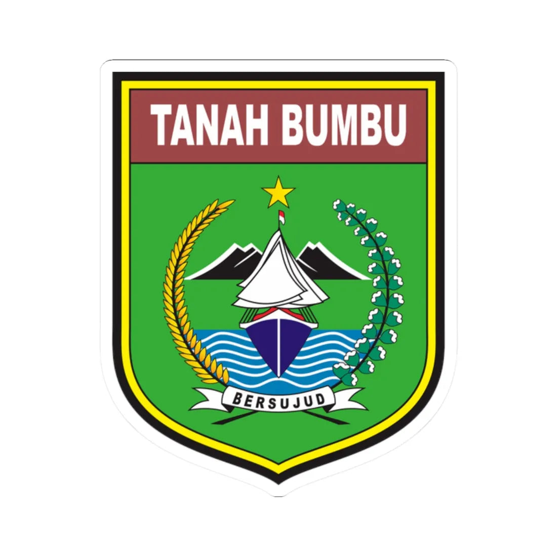 Coats of arms of Tanah Bumbu (Indonesia) (Coat of Arms) STICKER Vinyl Kiss-Cut Decal 2 Inch White - The Sticker Space