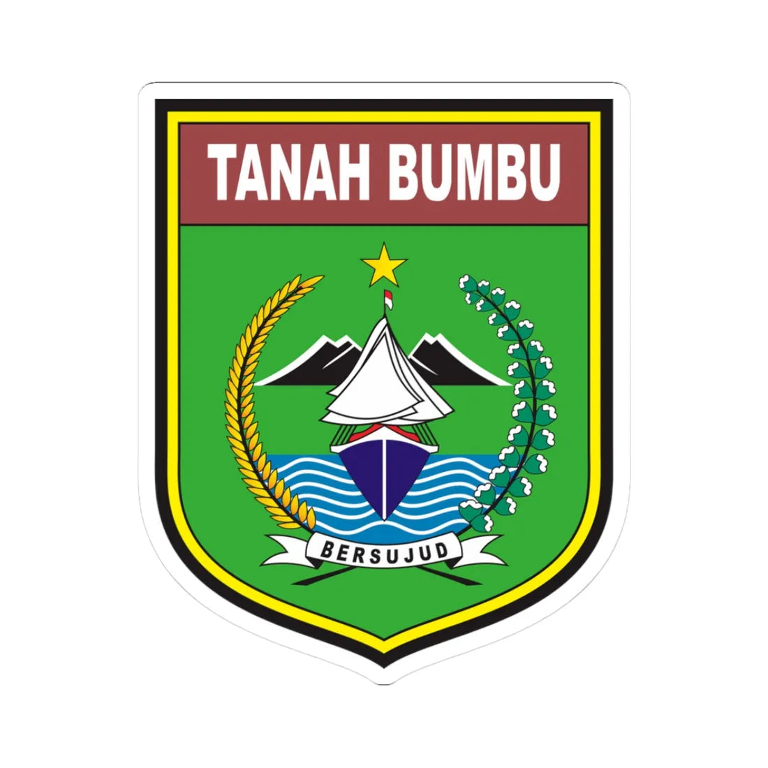 Coats of arms of Tanah Bumbu (Indonesia) (Coat of Arms) STICKER Vinyl Kiss-Cut Decal 3 Inch White - The Sticker Space