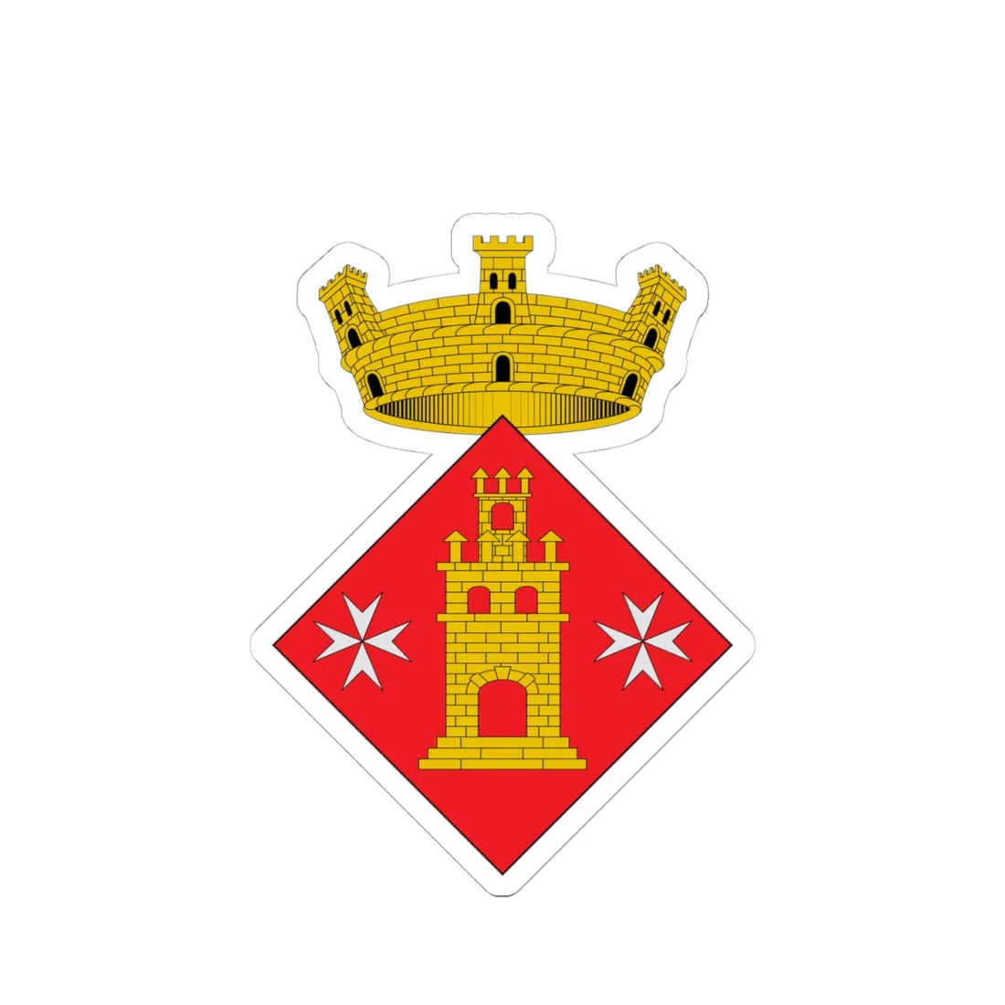 Coats of arms of Torrelameu (Spain) (Coat of Arms) STICKER Vinyl Kiss-Cut Decal 4 Inch White - The Sticker Space