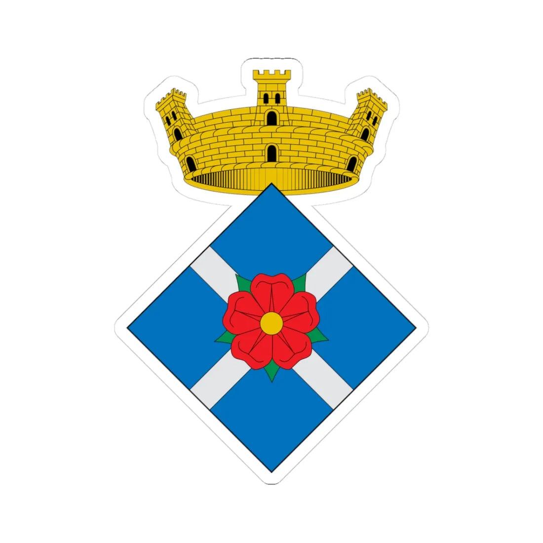 Coats of arms of Vilanova de lAguda (Spain) (Coat of Arms) STICKER Vinyl Kiss-Cut Decal 3 Inch White - The Sticker Space