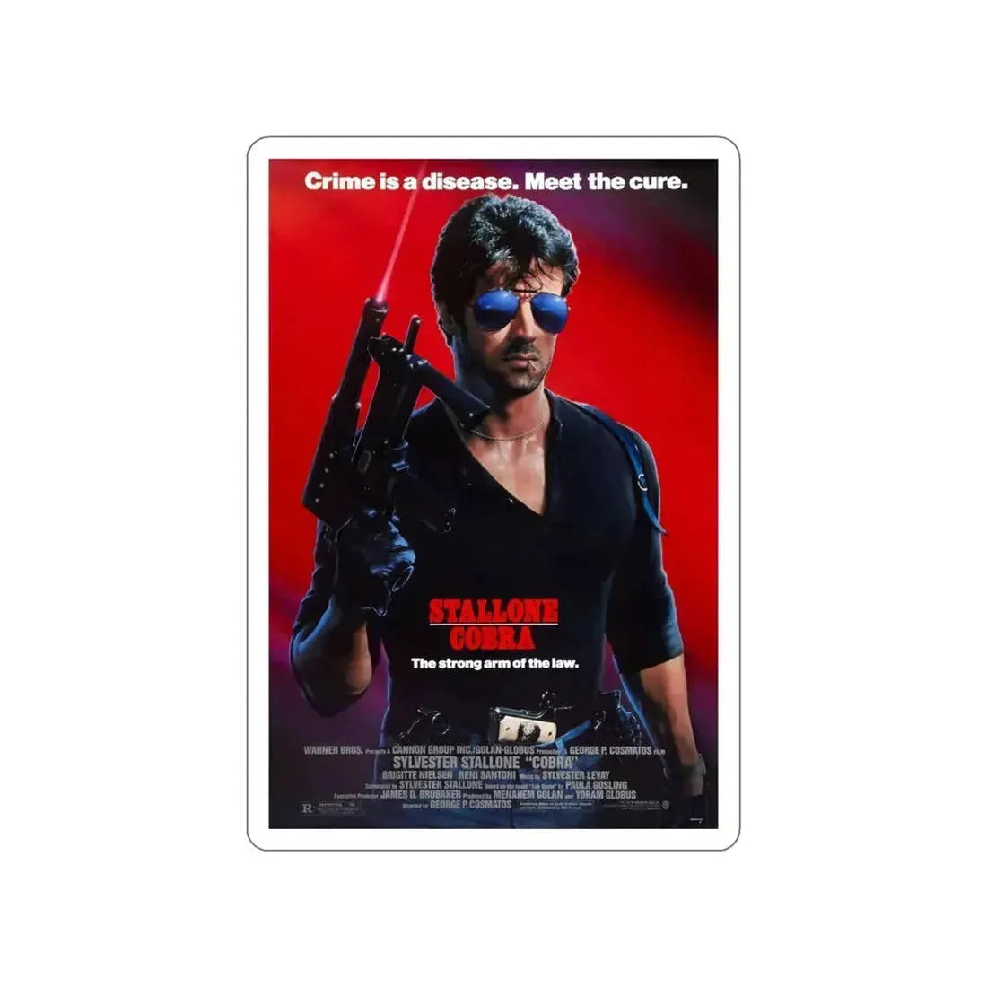COBRA 1986 Movie Poster STICKER Vinyl Die-Cut Decal 4 Inch - The Sticker Space