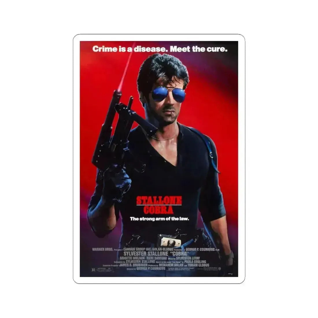 COBRA 1986 Movie Poster - STICKER Vinyl Kiss-Cut Decal 3 Inch White - The Sticker Space