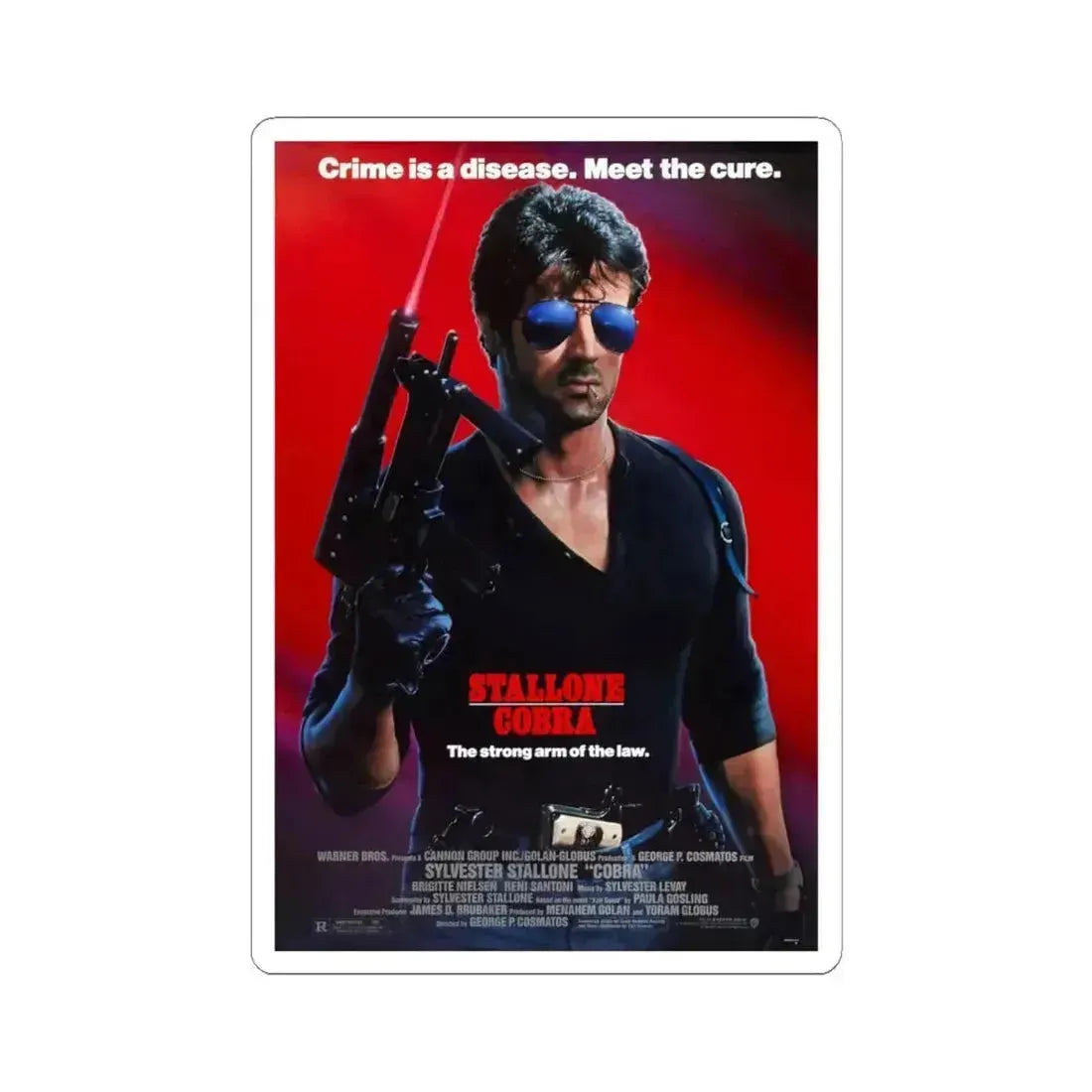 COBRA 1986 Movie Poster - STICKER Vinyl Kiss-Cut Decal 4 Inch White - The Sticker Space